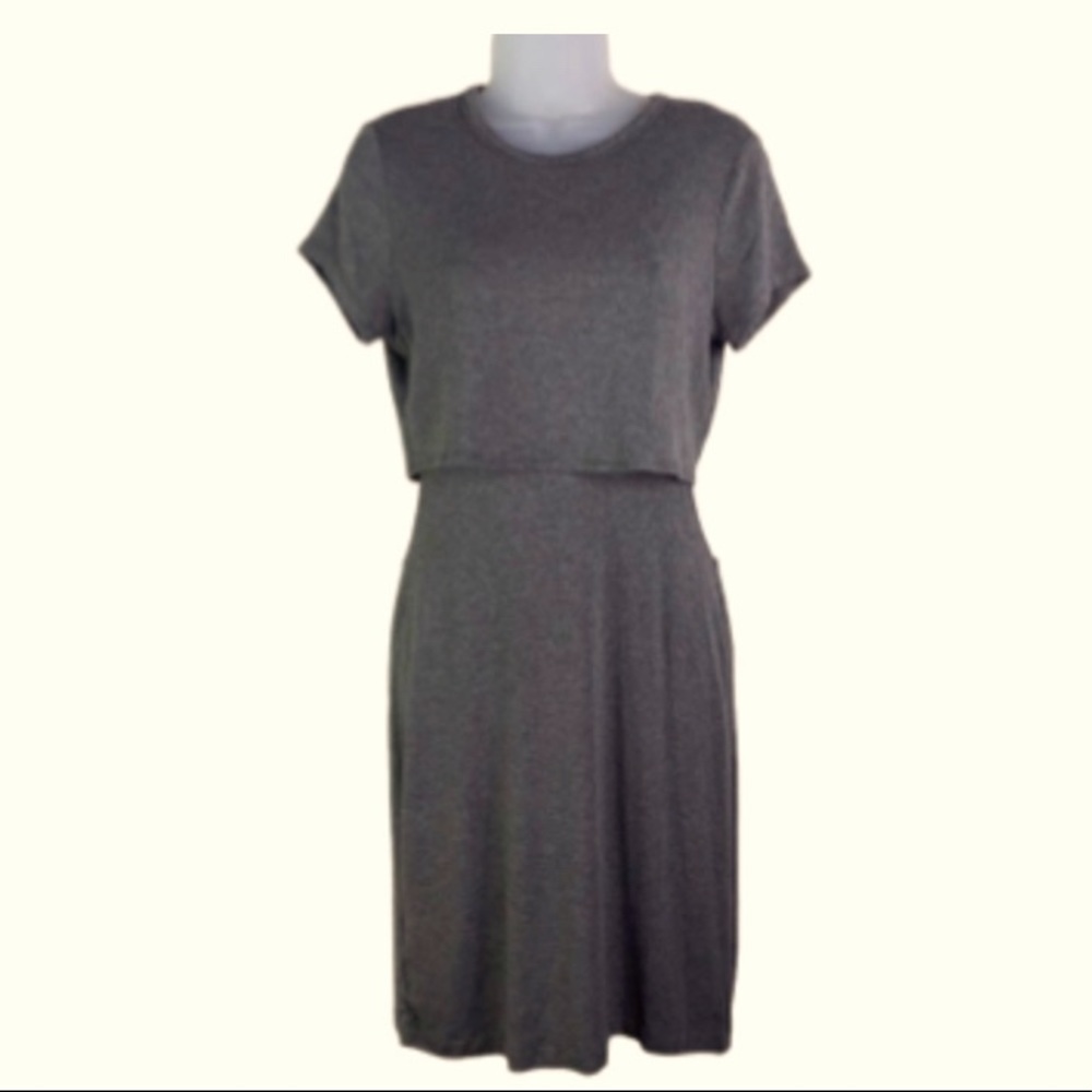 LOFT Lou & Grey jersey knit dress with side cut-outs, gray, size M